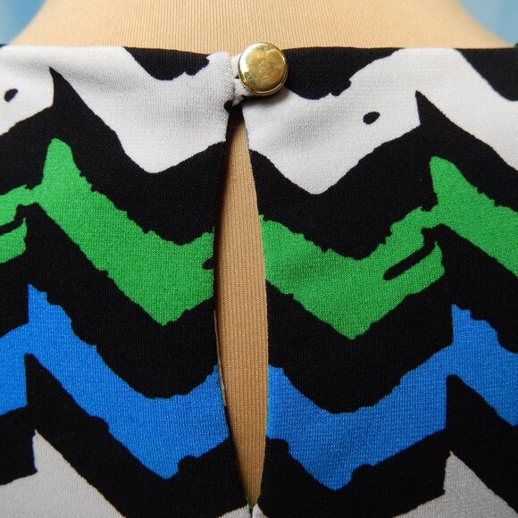 Calvin Klein Green/Blue/White/Black Pleated Neck Sleeveless Career Top Small EUC - Picture 8 of 12